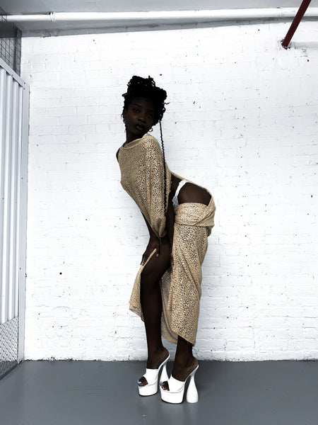 "anomaly." draped dress